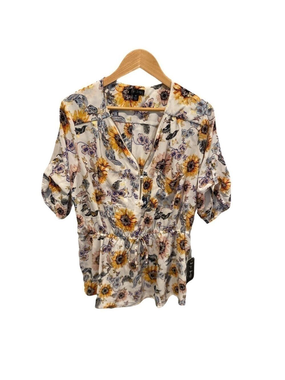 J For Justify Zippered Front Floral Print Tunic Top NWT Size 2X